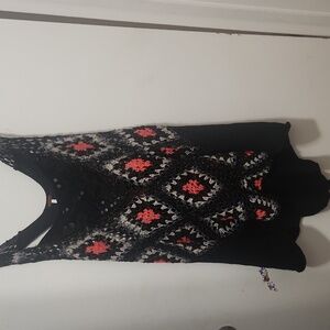 Free People Grandmas Love Crochet Sequins Trapeze Tank Top Size Med